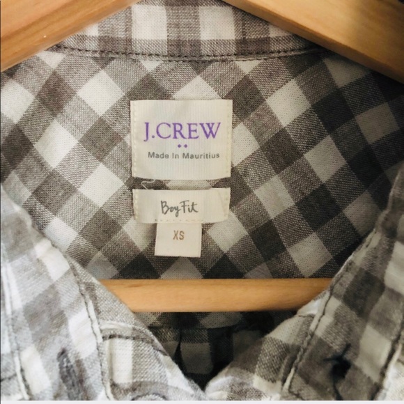 J. Crew Homespun Popover Shirt Boy Fit Gray and white checkered print XS - Picture 3 of 8